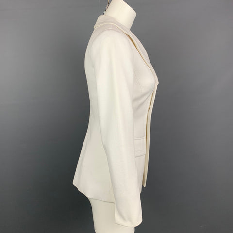 WORTH Taille 0 Veste aysmétrique à double boutonnage en coton texturé blanc