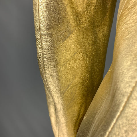 BLUMARINE Size 8 Gold Leather Metallic Lambskin Jacket
