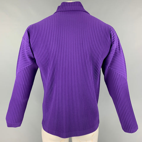 ISSEY MIYAKE HOMME PLISSE Size L Purple Ribbed Pullover