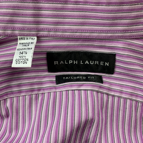 RALPH LAUREN Black Label Size XS Purple Stripe Cotton Button Up Long Sleeve Shirt