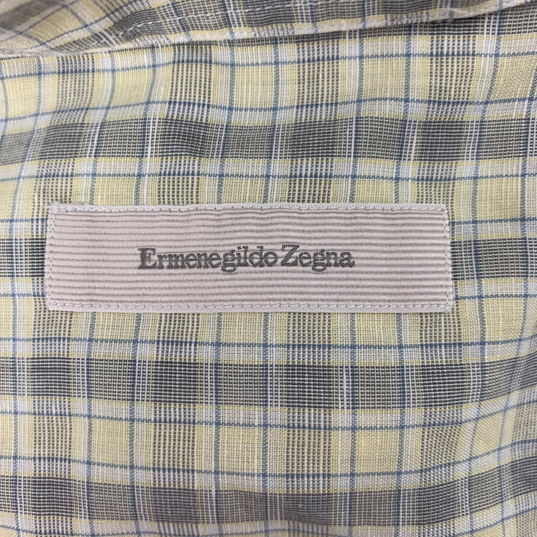 Ermenegildo Zegna Button Up Shirt Long Sleeve Check Pattern Yellow Size hotsell 3XB