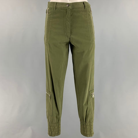 DRIES VAN NOTEN Size 4 Green Cotton Elastic Cuffs Chino Casual Pants
