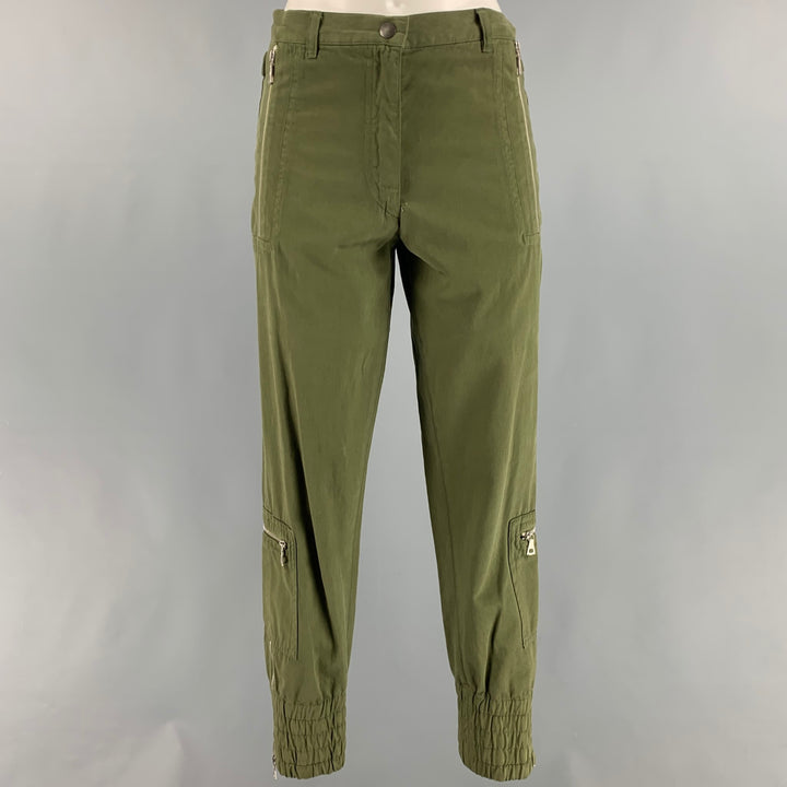 DRIES VAN NOTEN Size 4 Green Cotton Elastic Cuffs Chino Casual Pants