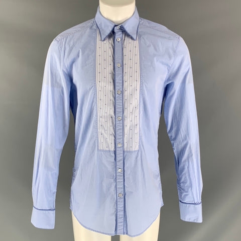 D&G by DOLCE & GABBANA Size M Light Blue Cotton Blend Long Sleeve Shirt