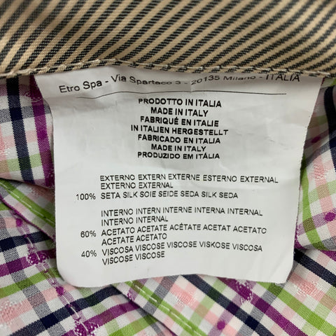 ETRO Taille 36 Pantalon décontracté en soie noir olive à devant plat