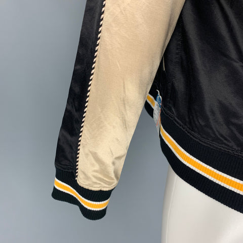 MAISON MIHARA YASUHIRO Size L Black Cream Two Toned Bomber Jacket