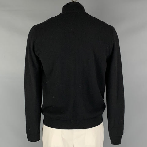 TSE Size L Black Cashmere Zip Up Cardigan