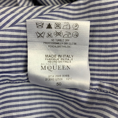 ALEXANDER MCQUEEN Size M Blue & White Cotton Checkered Button Up Long Sleeve Shirt