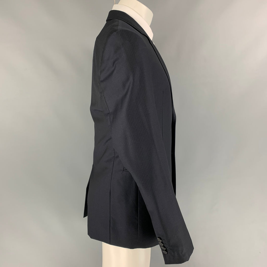 EMPORIO ARMANI Josh Line Size 42 Navy Textured Virgin Wool Sport Coat