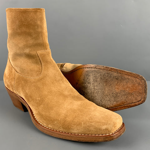 CALVIN KLEIN 205W39NYC Size 12 Tan Leather Side Zipper Boots