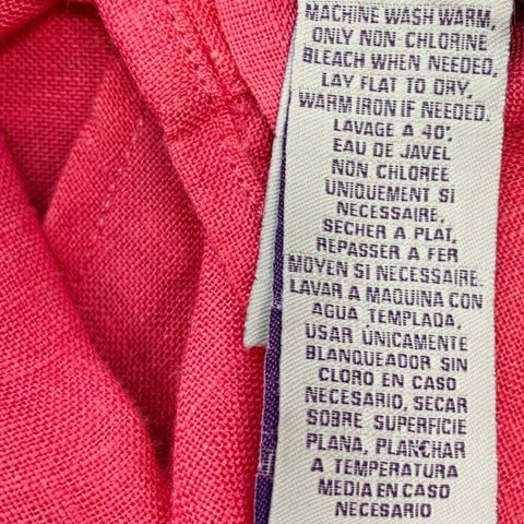 RALPH LAUREN Size XXL Pink Linen Spread Collar Long Sleeve Shirt