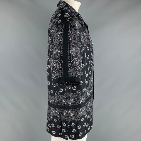 ALEXANDER WANG Size XL Black Bandana Silk Camp Short Sleeve Shirt