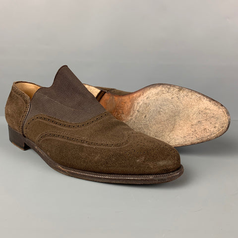 STEIGER Size 7.5 Brown Mixed Fabrics Suede Wingtip Loafers