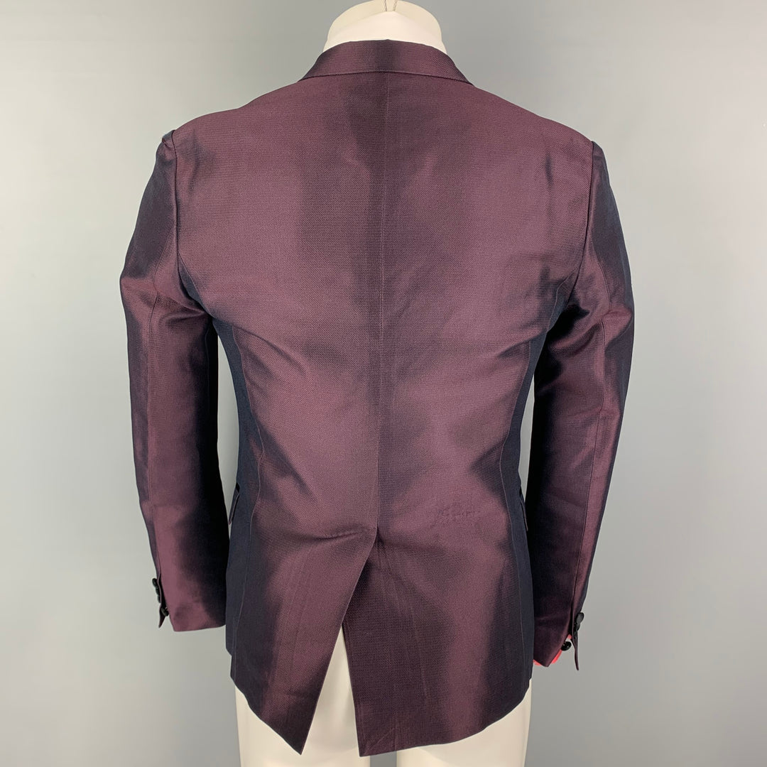 DSQUARED2 Size 38 Purple Black Silk Peak Lapel Sport Coat