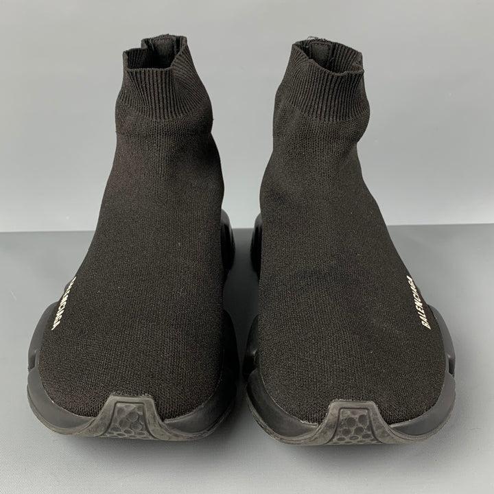BALENCIAGA Size 10 Black Logo Pull On Speed Sneakers