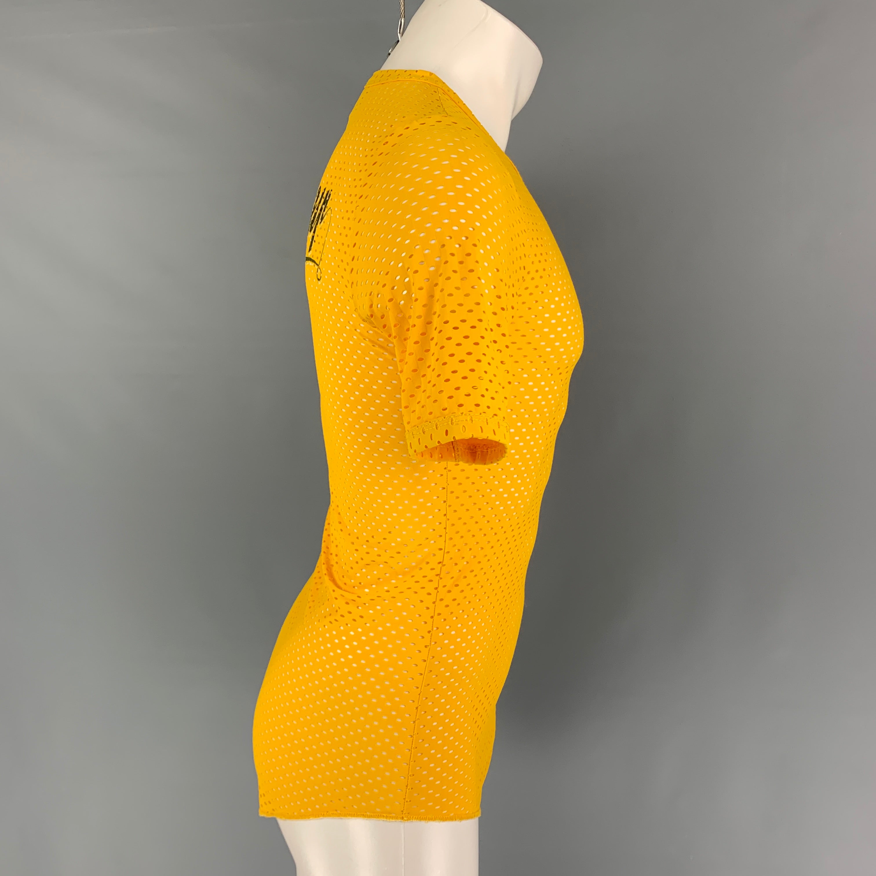 Vintage JEAN PAUL GAULTIER Size S Yellow Perforated Jersey