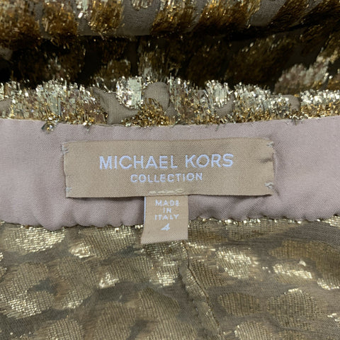 MICHAEL KORS -COLECCIÓN- Blusa con botones metálicos de seda y poliéster dorado talla 4