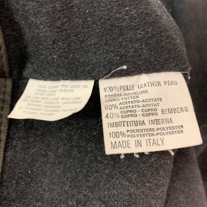 BALLY Size 48 Grey Green Leather Nautical Coat