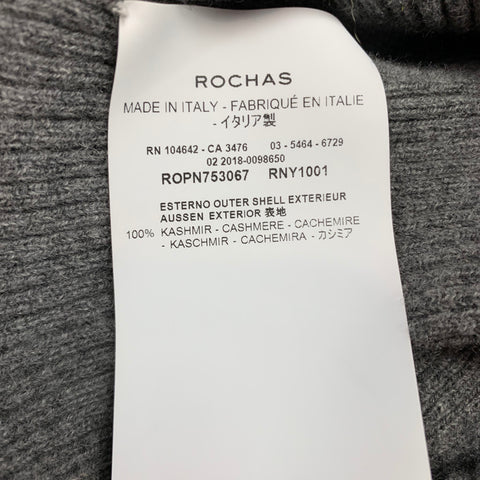 ROCHAS Size S Grey Ribbed Cashmere Turtleneck Short Sleeve Pullover