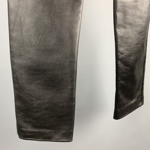 Vintage IMAGE LEATHER Size 33  Black Leather Button Fly Casual Pants