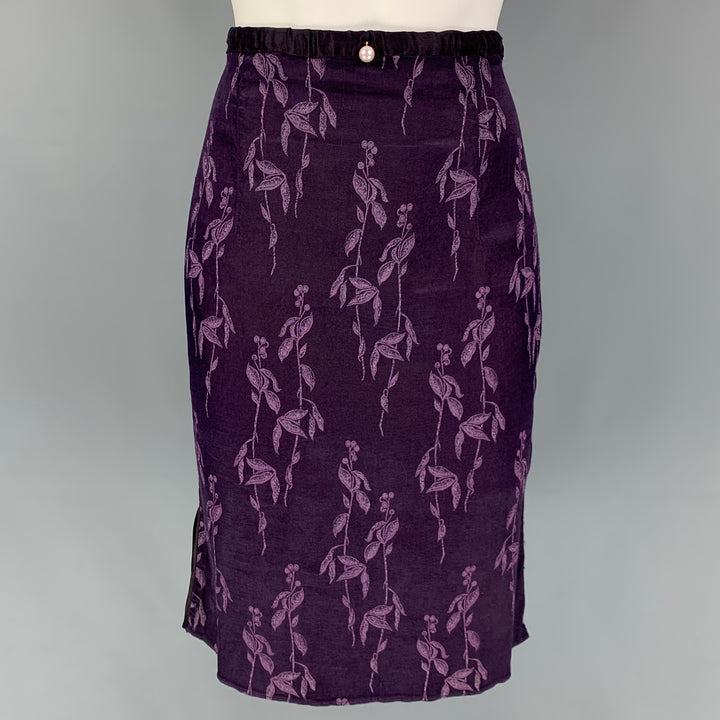 VOYAGE Size 4 Purple Viscose Floral Pencil Skirt