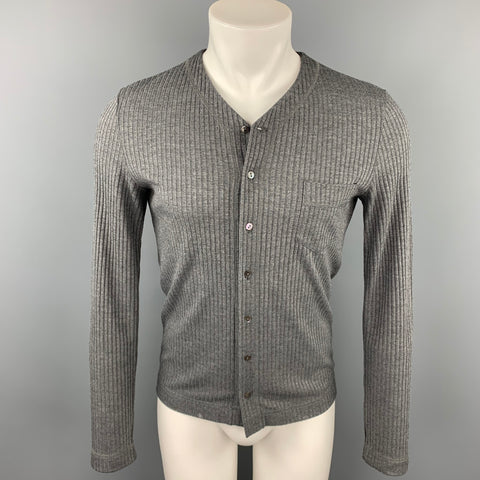 DOLCE & GABBANA Size XS Grey Ribbed Knit Buttoned Cardigan