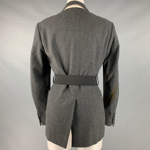 DRIES VAN NOTAN Talla 4 Chaqueta bordada de algodón de lana gris dorado