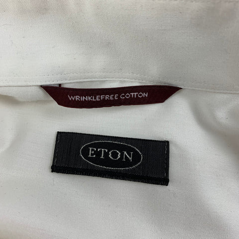ETON Size L White Pleated Cotton Blend Tuxedo Shirt