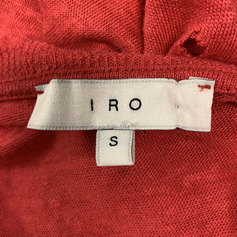 IRO Size S Red Distressed Linen Crew-Neck T-shirt
