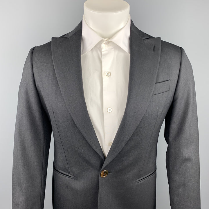 VIVIENNE WESTWOOD MAN James Size 36 Charcoal Wool Peak Lapel Suit