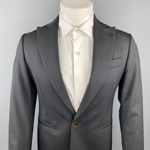 VIVIENNE WESTWOOD MAN James Size 36 Charcoal Wool Peak Lapel Suit