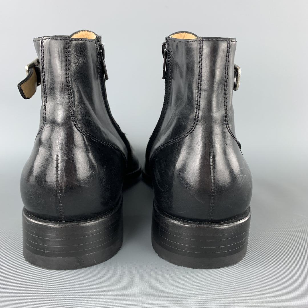 JEAN-BAPTISTE RAUTUREAU Size 11 Black Leather Belt Straps Ankle