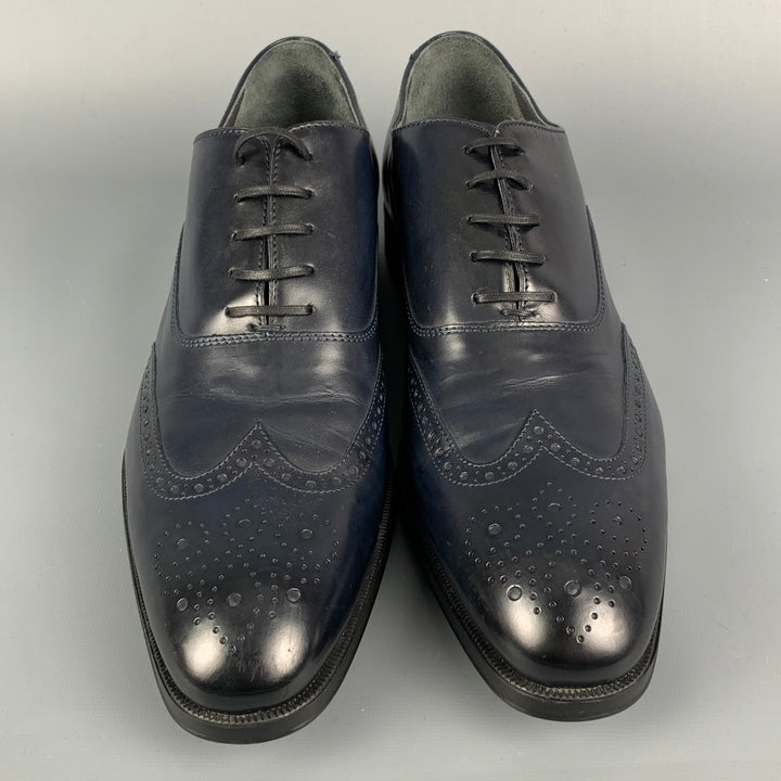 TO BOOT NY Size 11 Navy Perforated Leather Wingtip Lace Up Shoes