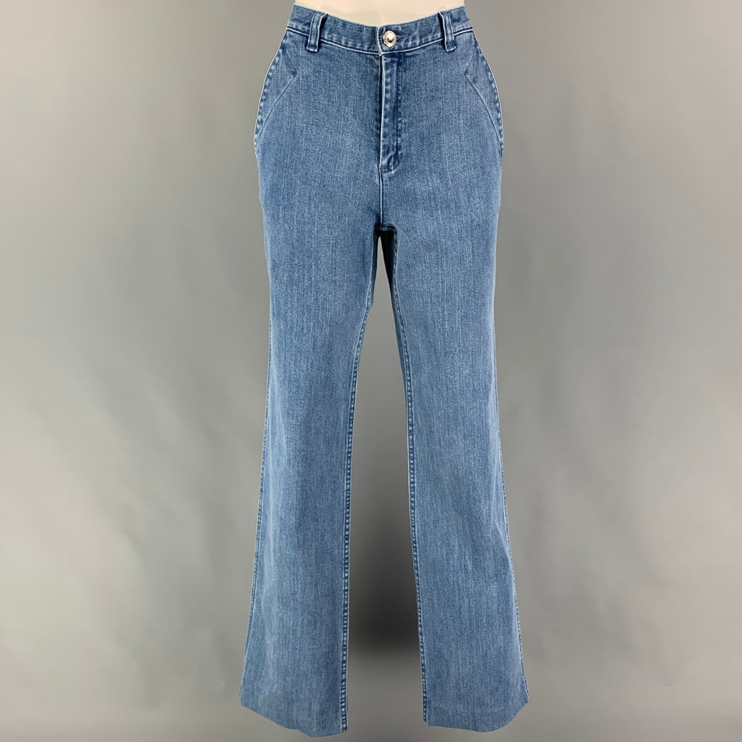 A.P.C. Size 27 Blue Cotton Polyurethane Wide Leg Jeans