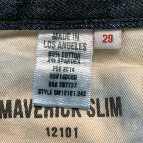 BUCK MASON Size 29 Navy Contrast Stitch Cotton Spandex Straight 5 pocket Jeans