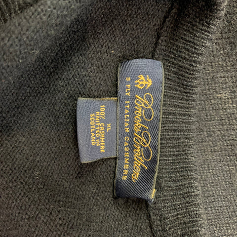 BROOKS BROTHERS Size XL Navy Cashmere V-Neck Sweater