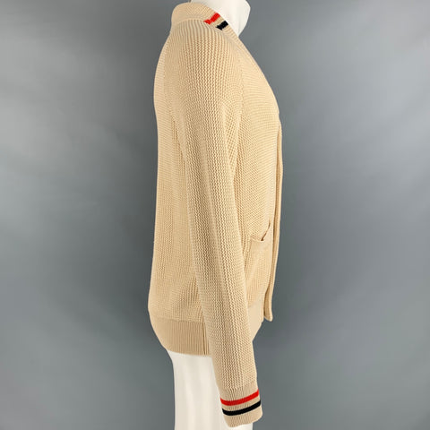BALLANTYNE Size M Beige Knit Cotton V-Neck Cardigan