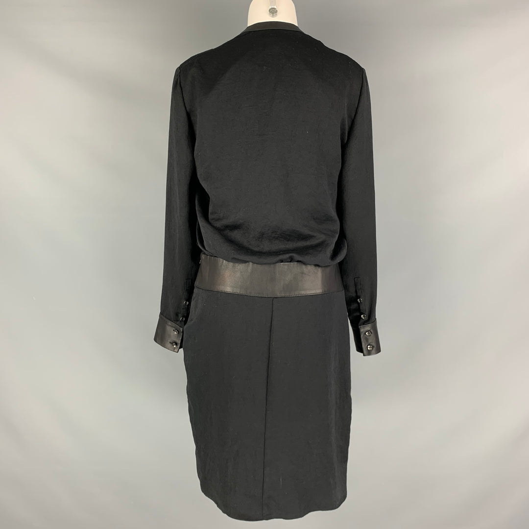 HELMUT LANG Size 6 Black Polyester Lamb Skin Long Sleeve Dress Sui Generis Designer Consignment HELMUT LANG Size 6 Black Polyester Lamb Skin Long Sleeve Dress Sui Generis Designer Consignment
