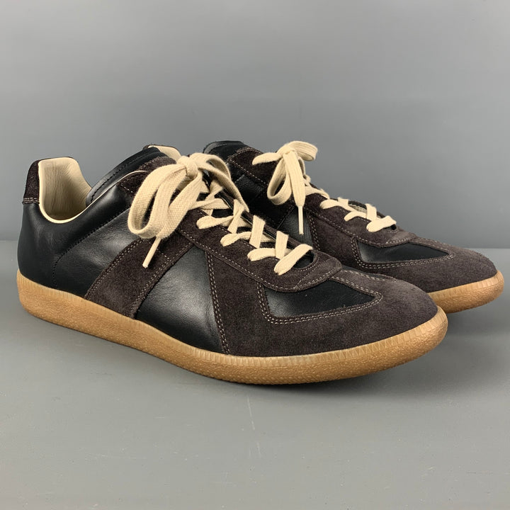 MAISON MARTIN MARGIELA Size 11 Black Brown Low Top Replica Sneakers