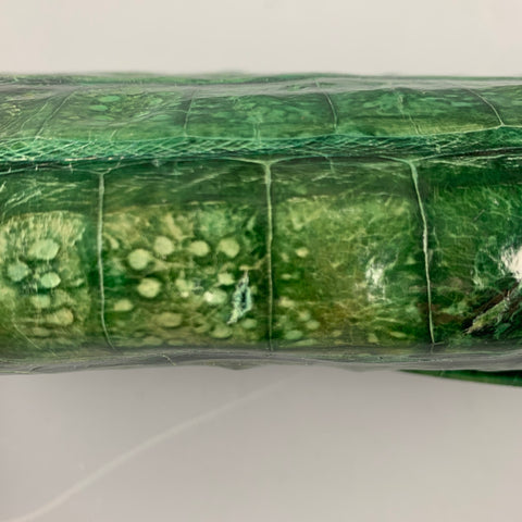 REYNA ICAZA Green Leather Alligator Baguette Clutch