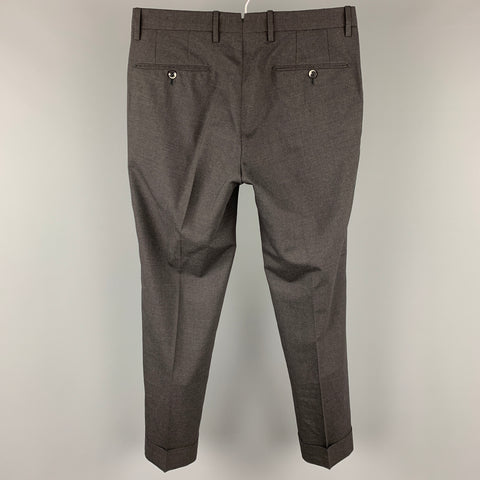 PT01 Size 30 Charcoal Virgin Wool Cuffed Dress Pants