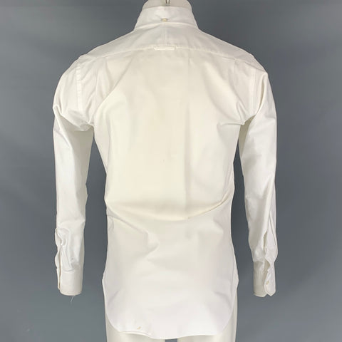 THOM BROWNE Size M White Solid Cotton Oxford Long Sleeve Shirt