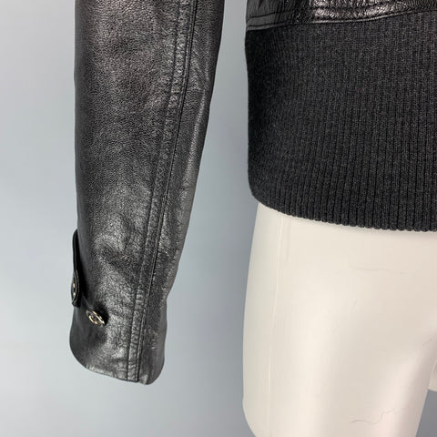 D&amp;G by DOLCE &amp; GABBANA Taille 6 Veste ceinturée à double boutonnage en cuir noir