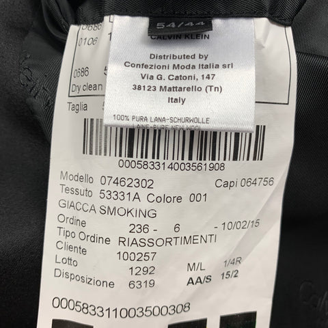 CALVIN KLEIN COLLECTION Size 44 Black Wool Peak Lapel Sport Coat