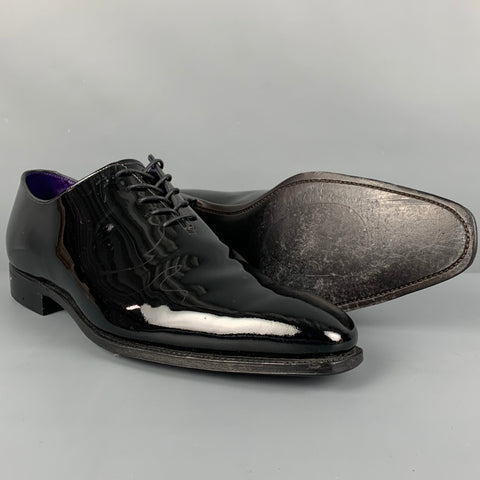 CROCKETT & JONES for BARNEYS NEW YORK Size 10 Black Leather Lace Up Loafers