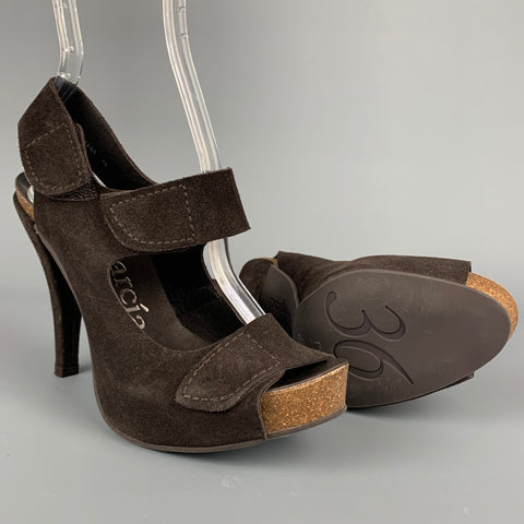 PEDRO GARCIA Size 6 Brown Suede Platform Sandals
