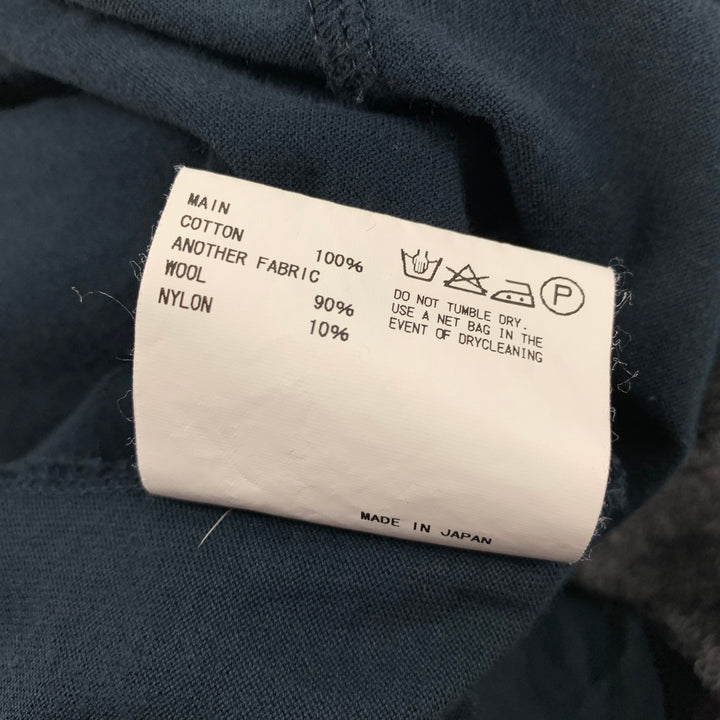 KOLOR Size L Navy & Grey Cotton Raw edge Cardigan