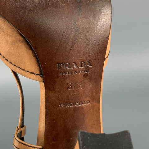 PRADA Size 7.5 Beige Leather Slingback Pumps