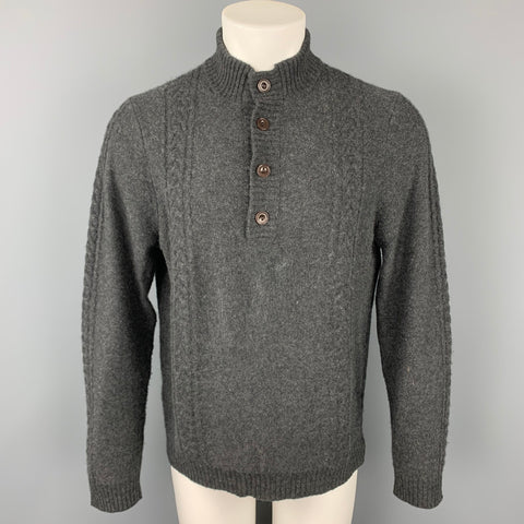 JOHN W. NORDSTROM Size M Charcoal Knitted Cashmere Buttoned Sweater