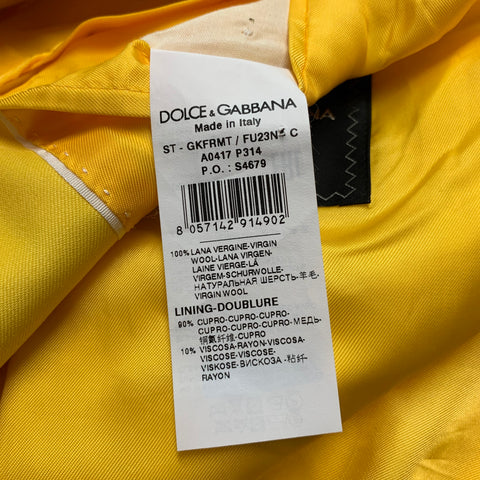 DOLCE & GABBANA Size 44 Yellow Wool Peak Lapel Sport Coat